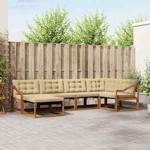 Zunanja garnitura za sedenje z blazino 18 pcs Naravna in bež