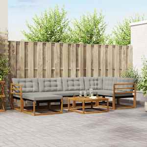 Zunanja garnitura za sedenje 7 pcs Naravna in svetlo siva