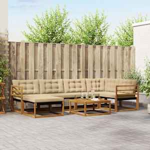 Zunanja garnitura za sedenje z blazino 19 pcs Naravna in bež