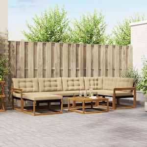 Zunanja garnitura za sedenje z blazino 19 pcs Naravna in bež