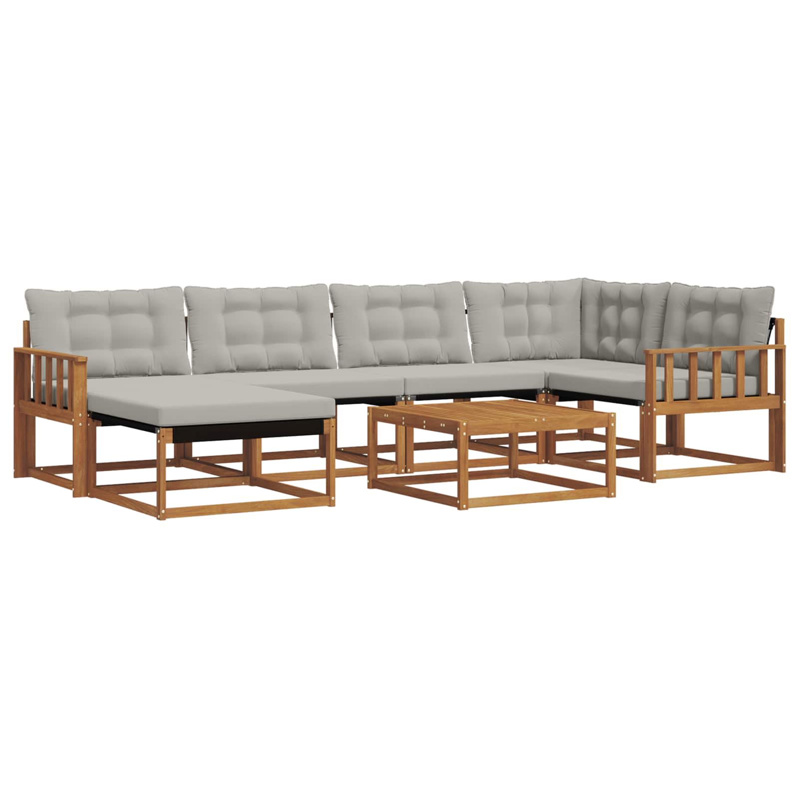 Thumbnail - vidaXL Outdoor-Sofagarnitur mit Kissen 7 pcs Natürlich und Hellgrau