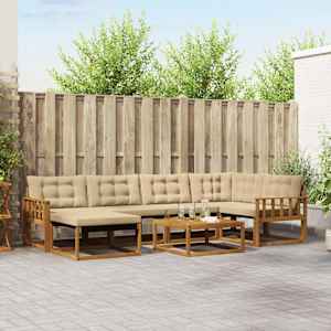 Zunanja garnitura za sedenje z blazino 19 pcs Naravna in bež