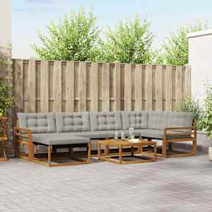 Zunanja garnitura za sedenje 7 pcs Naravna in svetlo siva