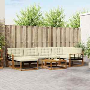 Zunanja garnitura za sedenje 19 pcs Naravna in smetana