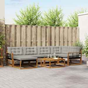 Zunanja garnitura za sedenje 7 pcs Naravna in svetlo siva