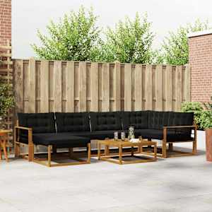 Zunanja garnitura za sedenje z blazino 19 pcs Naravna in črna