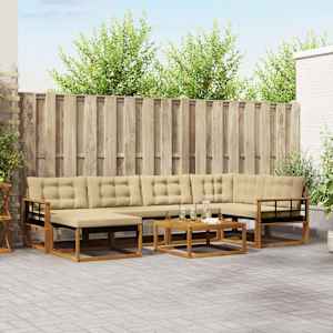 Zunanja garnitura za sedenje z blazino 19 pcs Naravna in bež