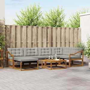 Zunanja garnitura za sedenje 7 pcs Naravna in svetlo siva