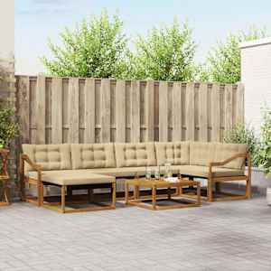 Zunanja garnitura za sedenje z blazino 19 pcs Naravna in bež
