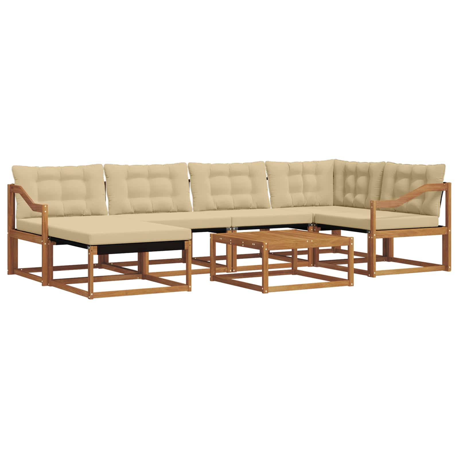 Zunanja garnitura za sedenje z blazino 19 pcs Naravna in bež - slika 2