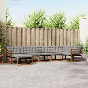 Zunanja garnitura za sedenje 7 pcs Naravna in svetlo siva