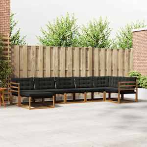 Zunanja garnitura za sedenje z blazino 21 pcs Naravna in črna