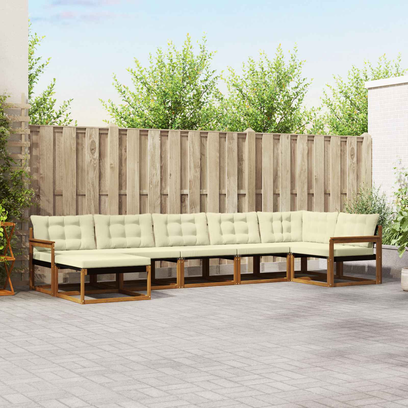 vidaXL Set de canapele de exterior cu pernă 7 pcs Natural și Crem