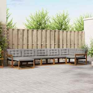 Zunanja garnitura za sedenje 7 pcs Naravna in svetlo siva