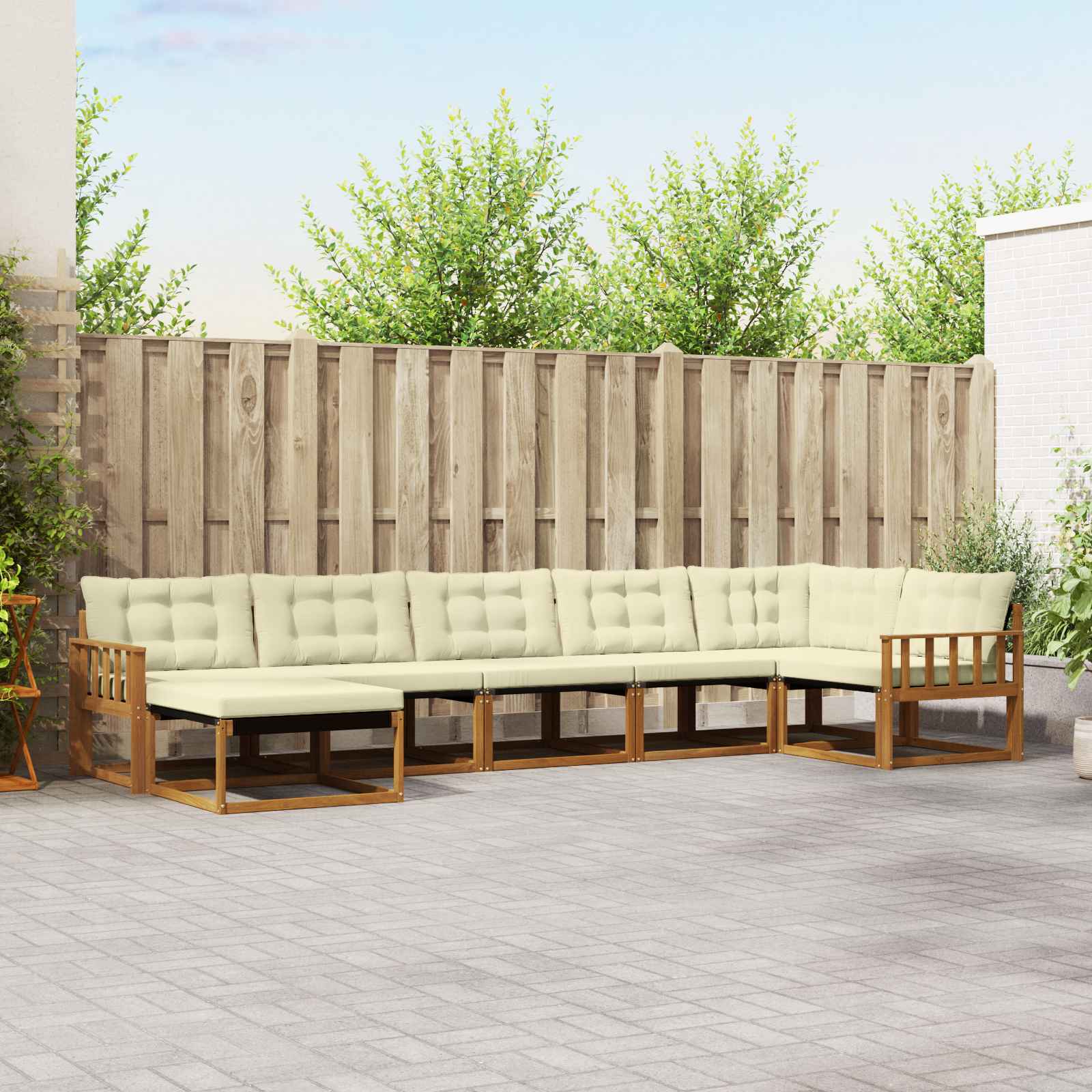 vidaXL Set de canapele de exterior cu pernă 7 pcs Natural și Crem