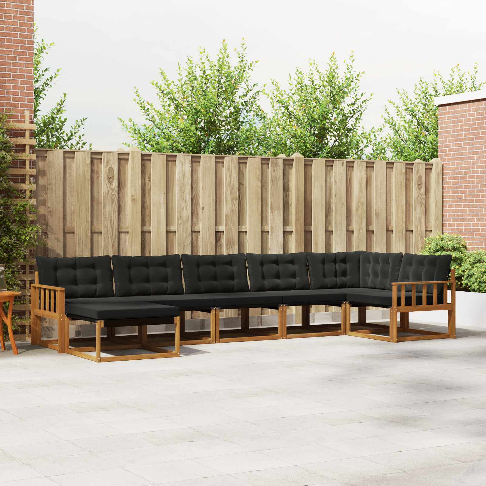 vidaXL Outdoor-Sofagarnitur mit Kissen 21 pcs Natürlich und Schwarz