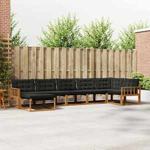 Zunanja garnitura za sedenje z blazino 21 pcs Naravna in črna