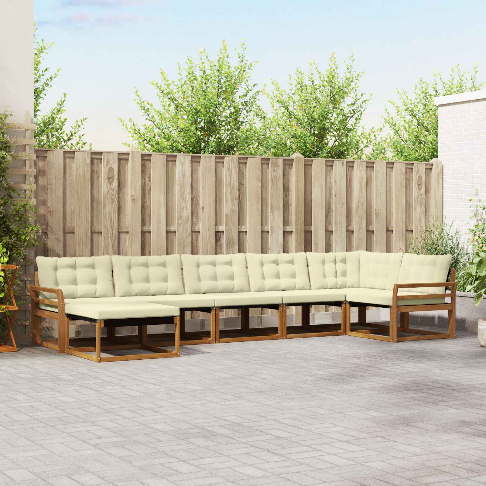 vidaXL Set de canapele de exterior cu pernă 7 pcs Natural și Crem