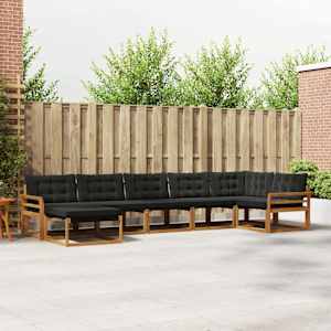 Zunanja garnitura za sedenje z blazino 21 pcs Naravna in črna