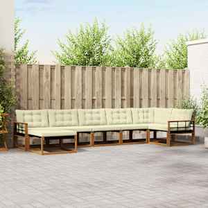 Zunanja garnitura za sedenje 21 pcs Naravna in smetana