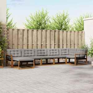 Zunanja garnitura za sedenje 7 pcs Naravna in svetlo siva