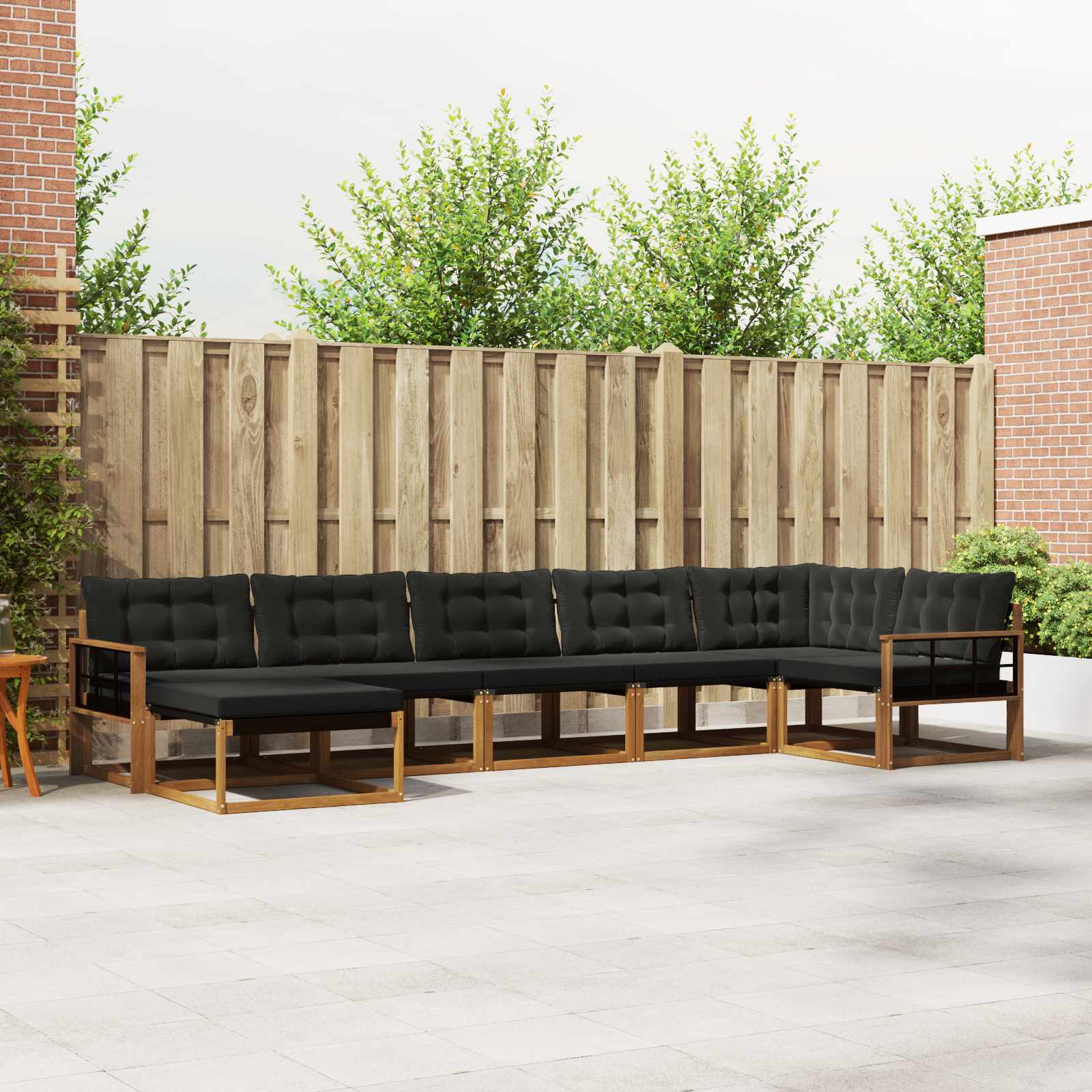 vidaXL Outdoor-Sofagarnitur mit Kissen 21 pcs Natürlich und Schwarz