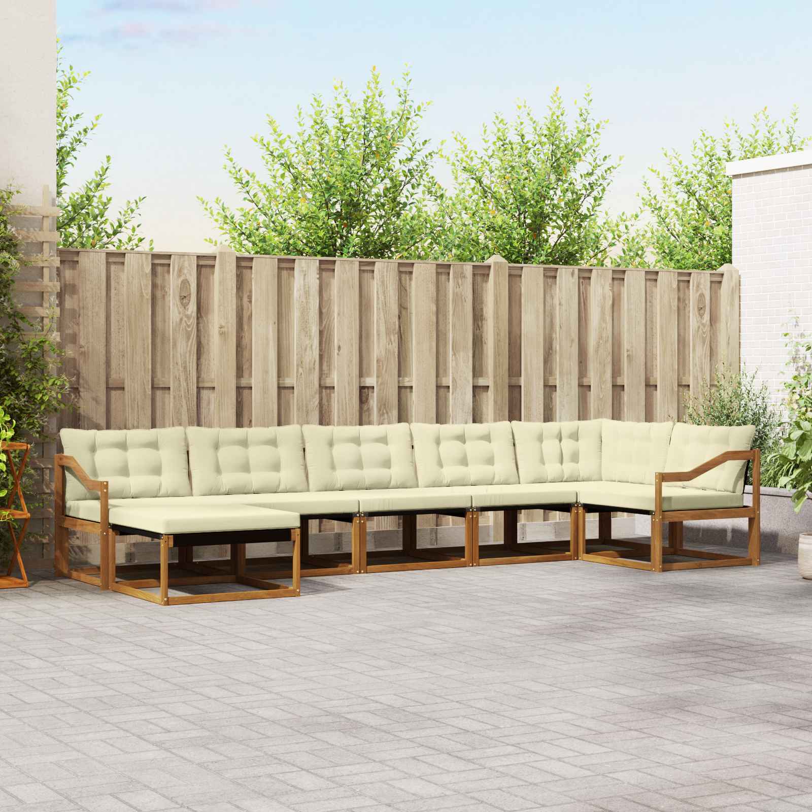 vidaXL Set de canapele de exterior cu pernă 7 pcs Natural și Crem