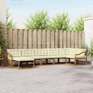 Zunanja garnitura za sedenje 21 pcs Naravna in smetana