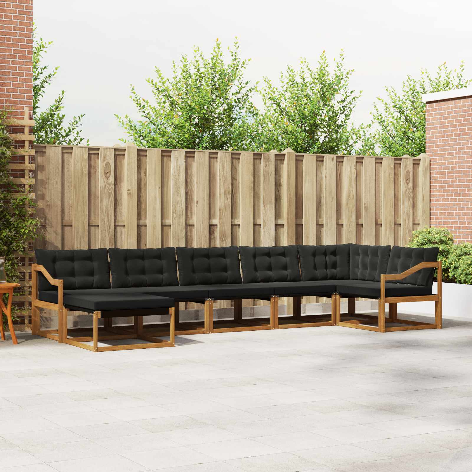 vidaXL Outdoor-Sofagarnitur mit Kissen 21 pcs Natürlich und Schwarz