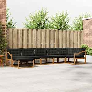 Zunanja garnitura za sedenje z blazino 21 pcs Naravna in črna