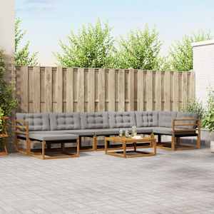 Zunanja garnitura za sedenje 8 pcs Naravna in svetlo siva