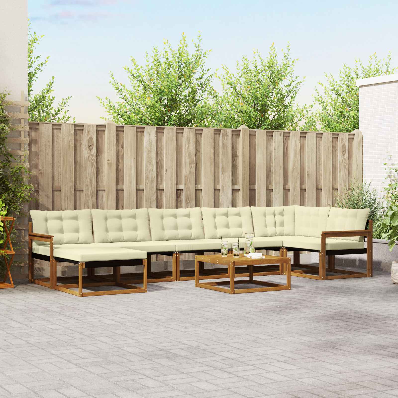 vidaXL Set de canapele de exterior cu pernă 22 pcs Natural și Crem