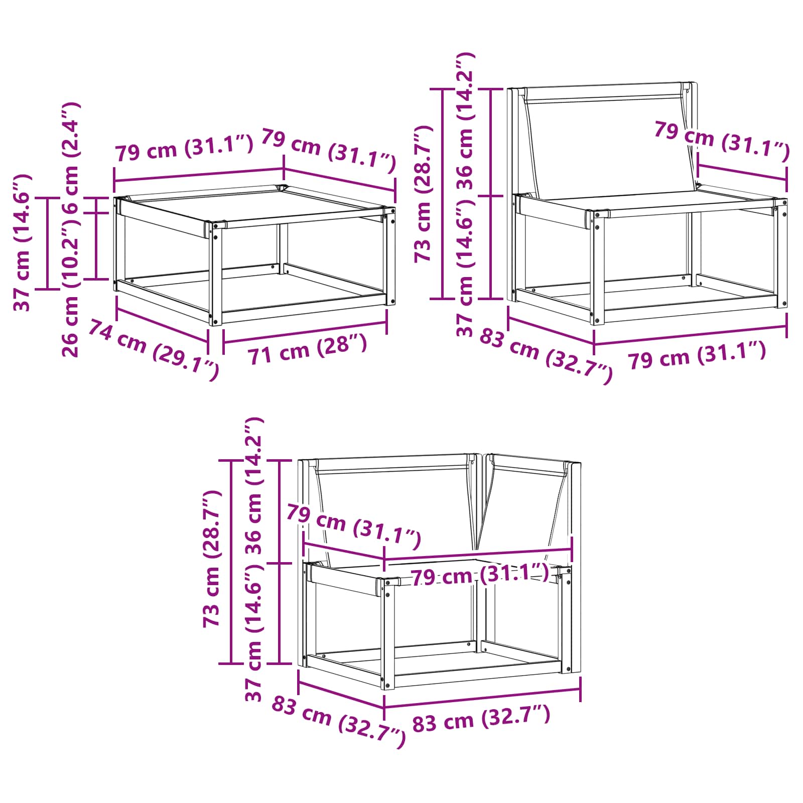 Buiten bankenset 22 pcs Natuurlijk en Crème Massief Acaciahout image 12
