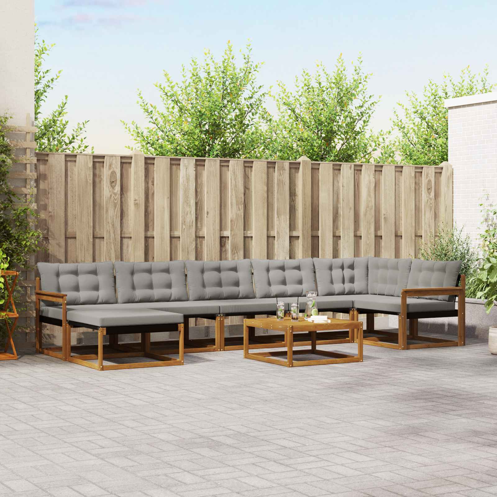 vidaXL Set de canapele de exterior 8 pcs Gri natural și deschis