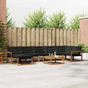 Zunanja garnitura za sedenje z blazino 22 pcs Naravna in črna