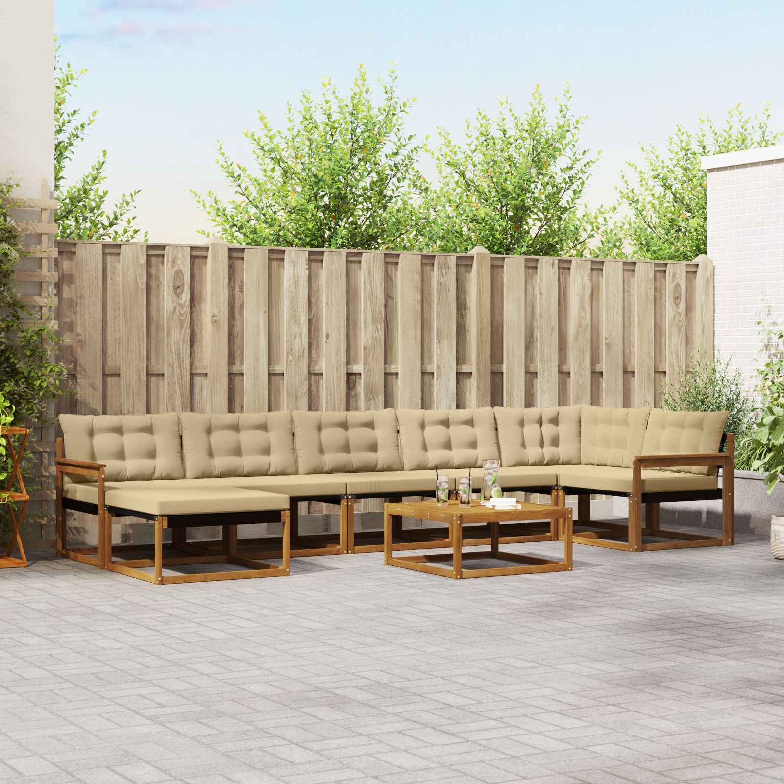 vidaXL Set de canapele de exterior cu pernă 22 pcs Natural și Bej
