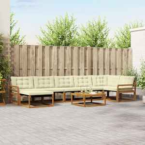 Zunanja garnitura za sedenje 22 pcs Naravna in smetana