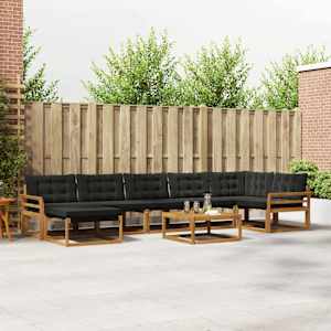 Zunanja garnitura za sedenje z blazino 22 pcs Naravna in črna