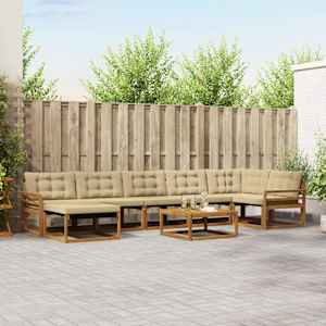Zunanja garnitura za sedenje z blazino 22 pcs Naravna in bež