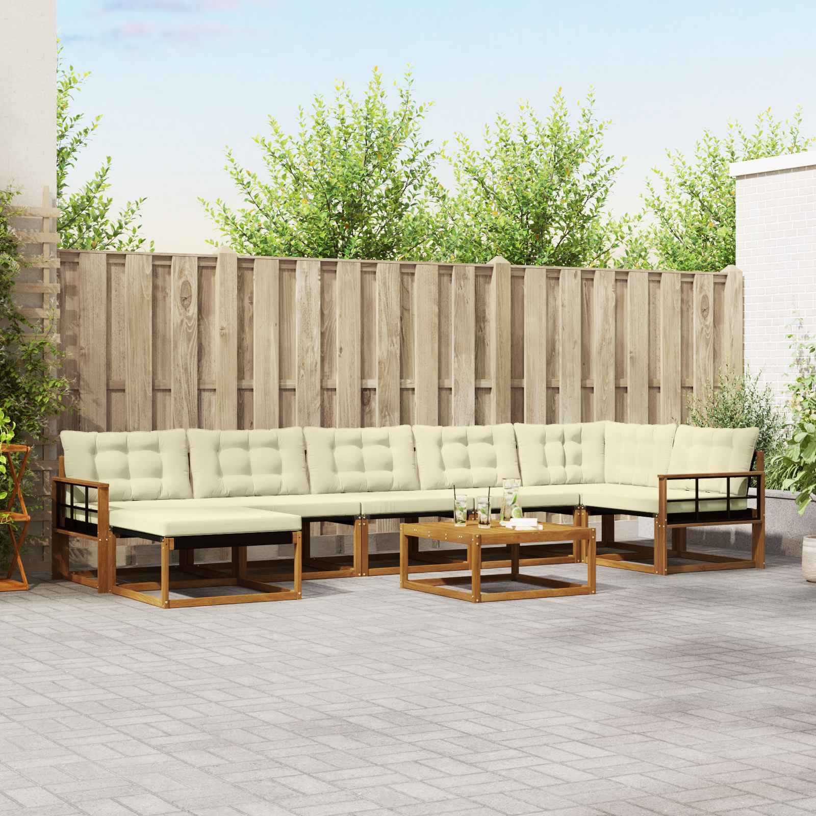 vidaXL Set de canapele de exterior cu pernă 22 pcs Natural și Crem