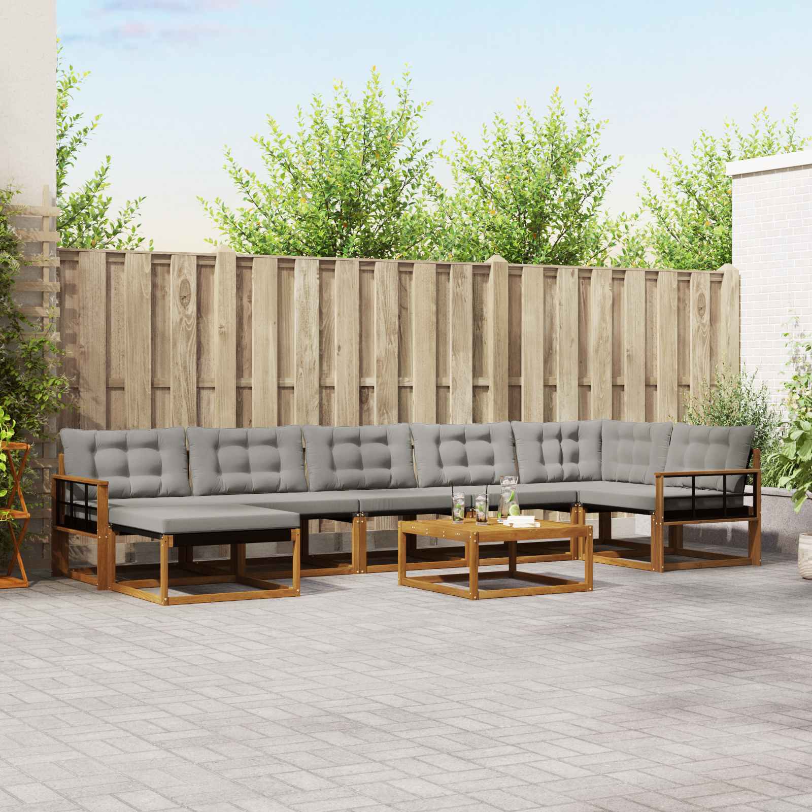 vidaXL Set de canapele de exterior 8 pcs Gri natural și deschis