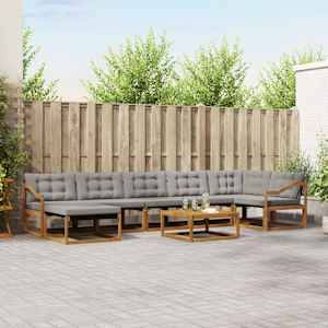 Zunanja garnitura za sedenje 8 pcs Naravna in svetlo siva