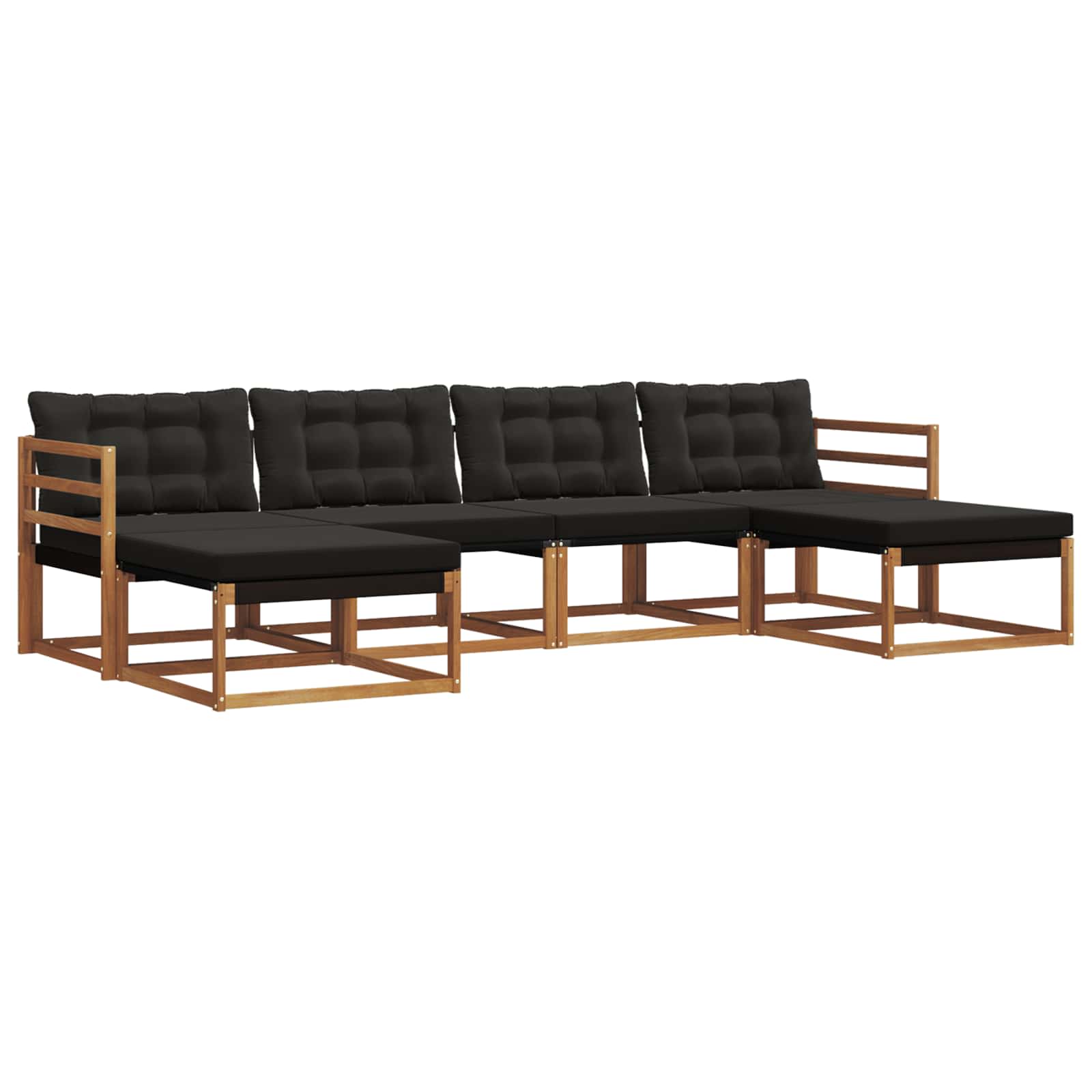 Zunanja garnitura za sedenje z blazino 6 pcs Naravna in črna - slika 2