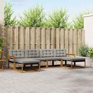 Zunanja garnitura za sedenje 6 pcs Naravna in svetlo siva