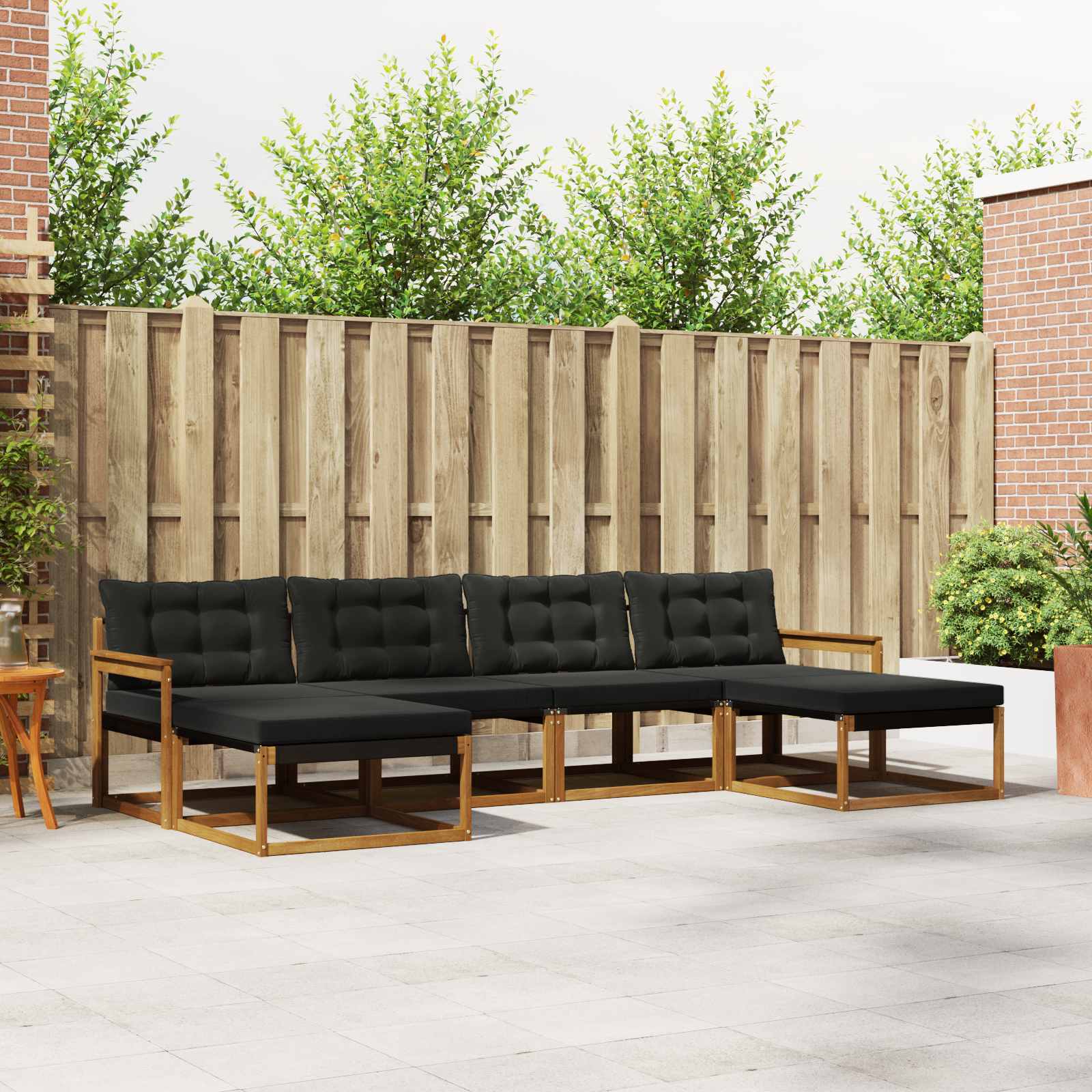 vidaXL Outdoor-Sofagarnitur mit Kissen 6 pcs Natürlich und Schwarz