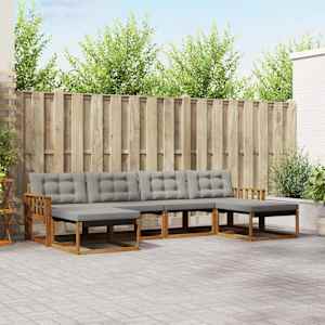 Zunanja garnitura za sedenje 6 pcs Naravna in svetlo siva