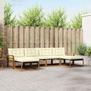 Zunanja garnitura za sedenje z blazino 6 pcs Naravna in smetana