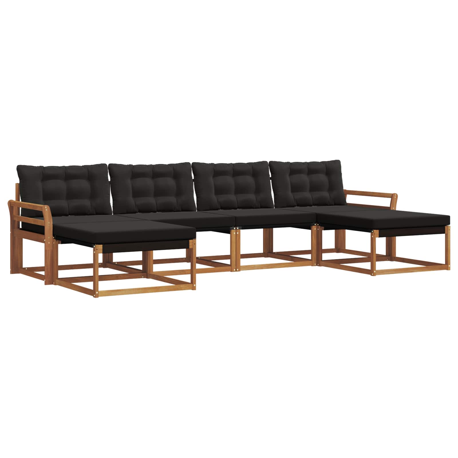 Zunanja garnitura za sedenje z blazino 6 pcs Naravna in črna - slika 2