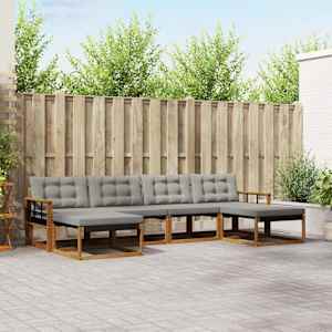 Zunanja garnitura za sedenje 6 pcs Naravna in svetlo siva