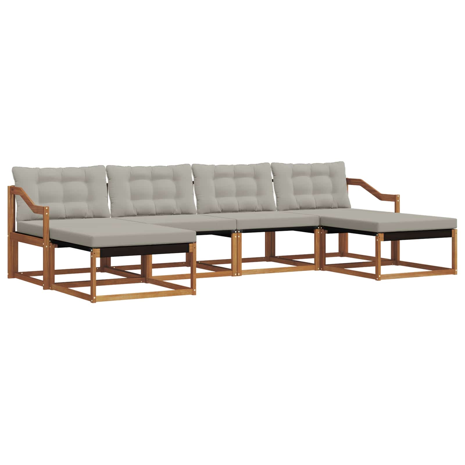 Thumbnail - vidaXL Outdoor-Sofagarnitur mit Kissen 6 pcs Natürlich und Hellgrau